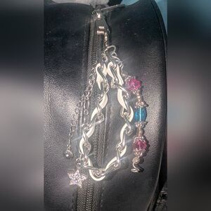 Elegant Silver and Pink Bracelet